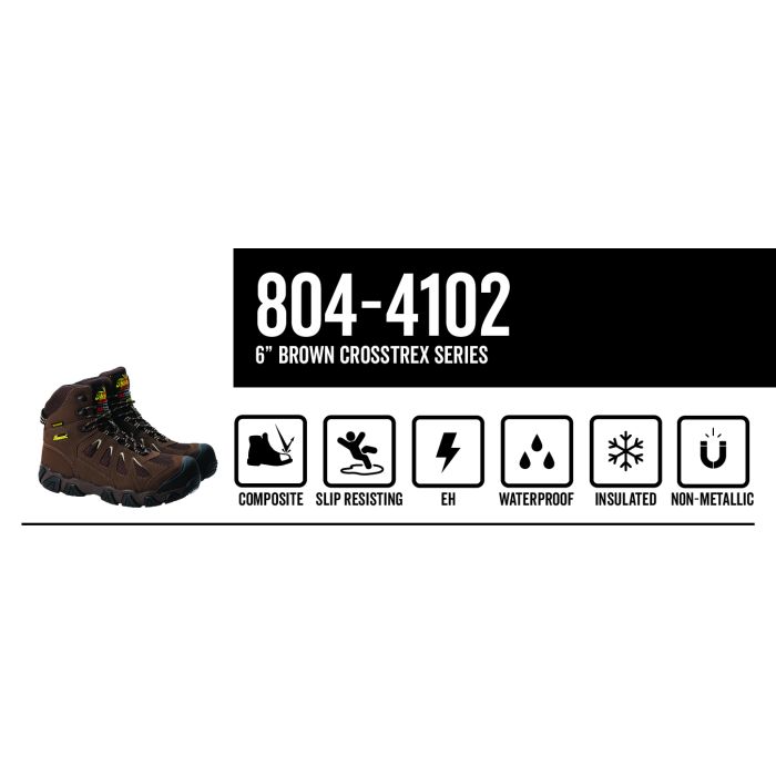 Crosstrex Series – Waterproof + Insulated 6" Brown & Black Safety Toe Hiker